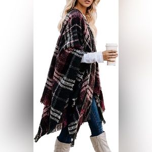 NWT LittleMax Ponchos, Shawl Wrap Fall Clothes Open Front Boho Buffalo Cardigan
